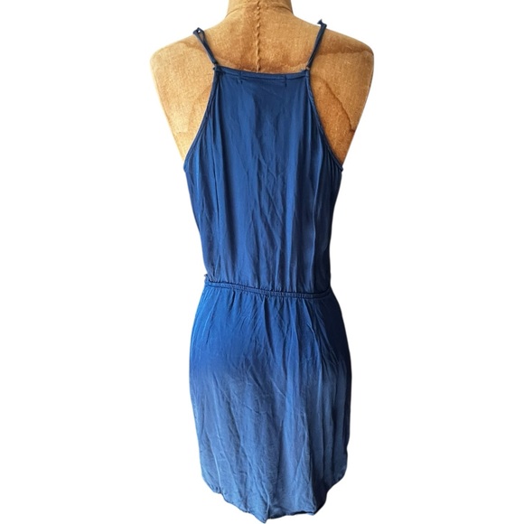 Young Fabulous & Broke Deep Blue Satin Wrap Mini Dress EUC M - Picture 3 of 7